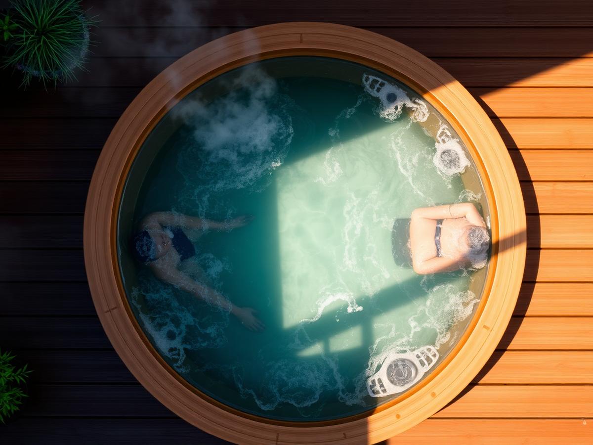 Overhead view of the cold plunge